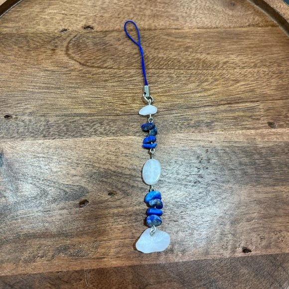 Lapis Lazuli & Agate Dangle Phone Charm | Handmade - Picture 1 of 3